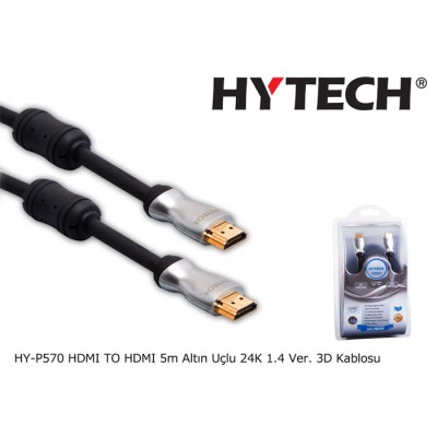 Hytech HY-P570 5 Metre Hdmi To Hdmi 1.4V 24K 3D Gold Kablo