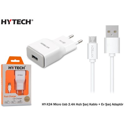 Hytech HY-X24 Micro Usb 2.4A Hızlı Şarj Kablosu+Adaptör