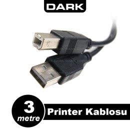 Dark 3 Metre Usb 2.0 Printer ve Data Kablosu